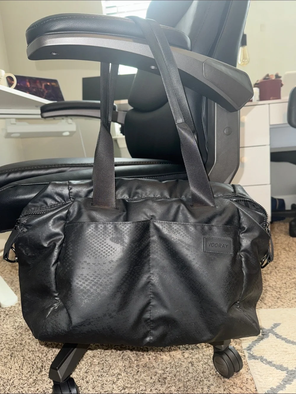 Vooray Alana Duffel Black Snakeskin